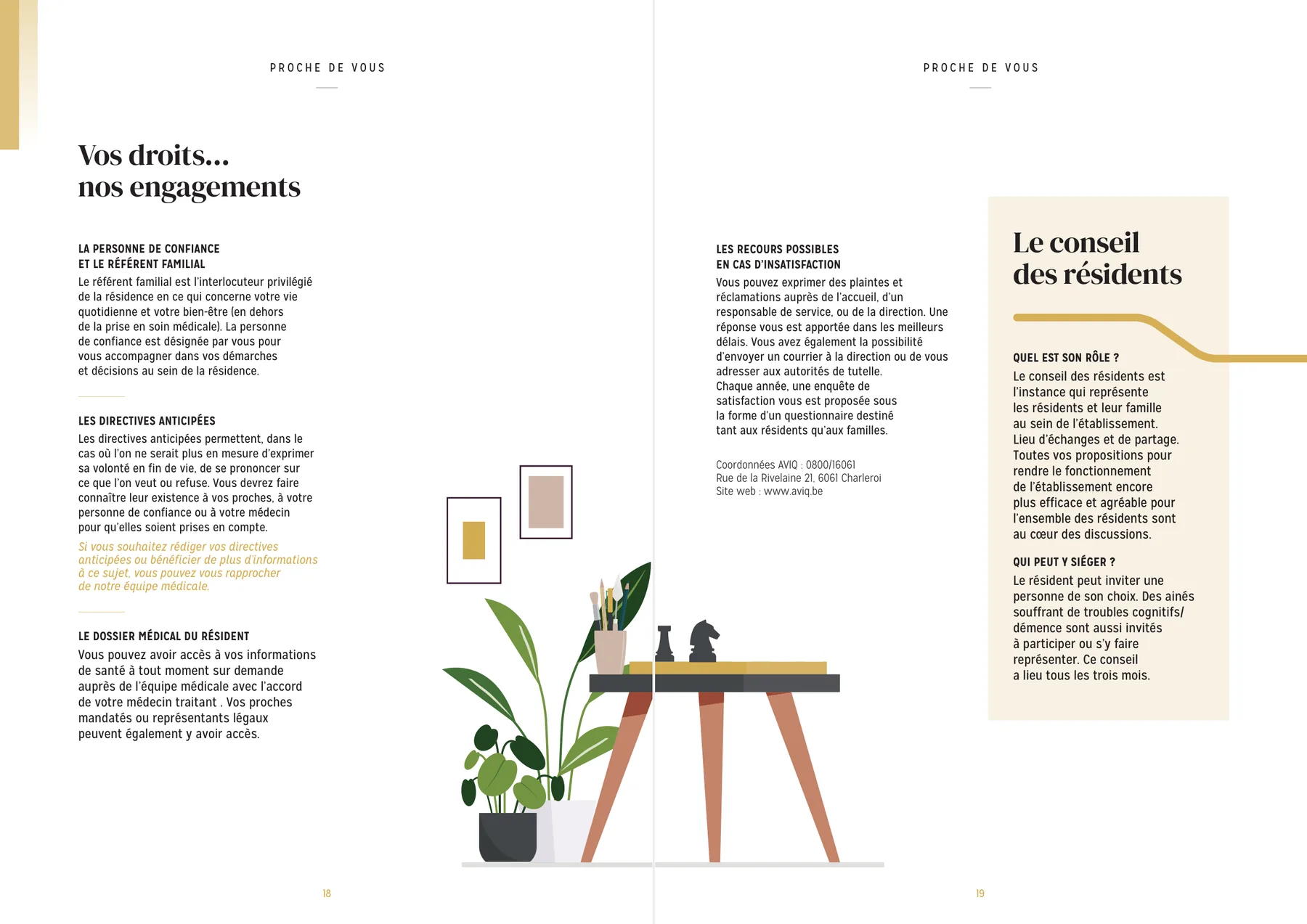 Livret d'accueil — double page « vos droits, nos engagements » et conseil des résidents, résidence Le Parc de la Cense (LNA Santé)